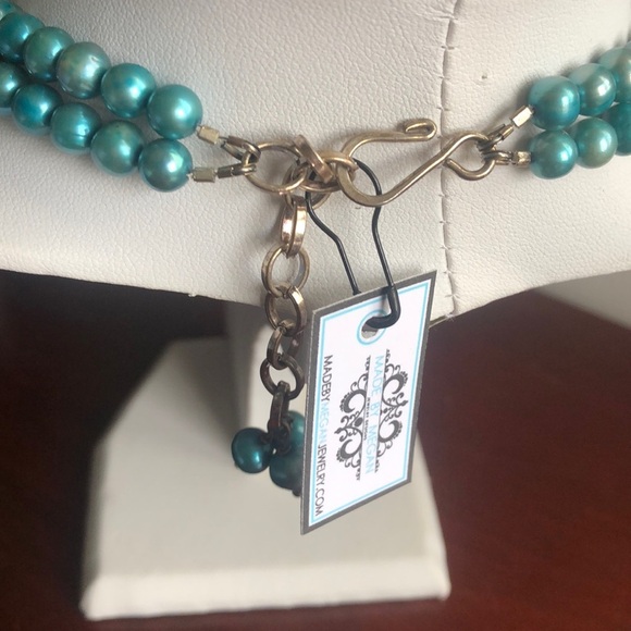 Freshwater pearl & Amazonite statement necklace - Picture 2 of 2